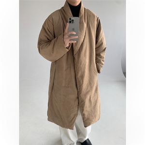 MH03-P145 韩系慵懒风长款绒面棉服加厚保暖棉衣外套男图片