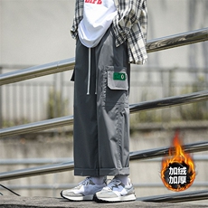2026冬季加绒加厚阔腿裤男直筒宽松工装休闲裤高级感KLY055J-P55，男装工装外套，电商A042