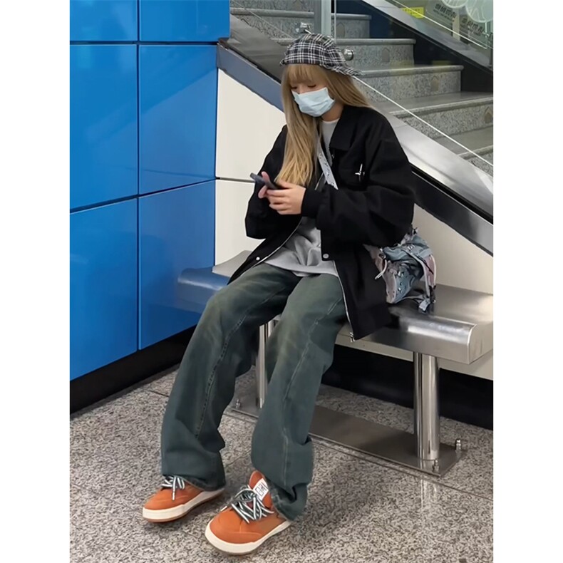 【直播】春2024港风夹克宽松星星扣外套男女C2300-TP90控价128,男装夹克,电商A102-1