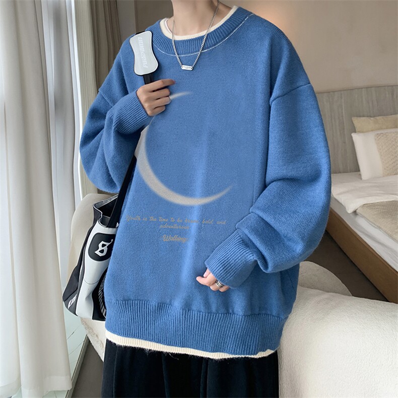 假两件毛衣男大码加绒针织衫男毛线衣M80349-P55 加绒P70图片