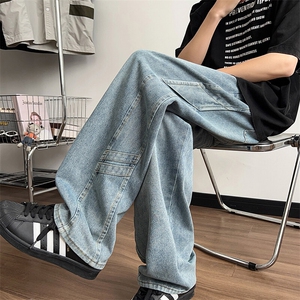 牛仔裤男直筒宽松大码抽绳美式裤子长裤K8483-P48【特价】