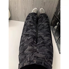大码胖妹妹美式迷彩工装牛仔裤女阔腿裤梨形垂感拖地裤K6704-P42，男装牛仔裤，星座412-3