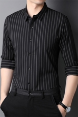 QLM77264男士2023秋季新款长袖衬衣青年修身尖领衬衫休闲P58，男装衬衫，电商B360