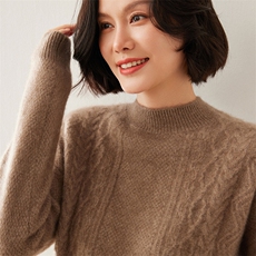 圆领秋季新款宽松洋气减龄长袖35%羊绒衫，女装羊绒衫，七柒羊绒