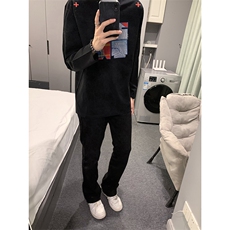 已有版权自家图情侣宽松圆领刺绣贴布卫衣T恤男女WY22-特P35控58，男装T恤，星座205-5