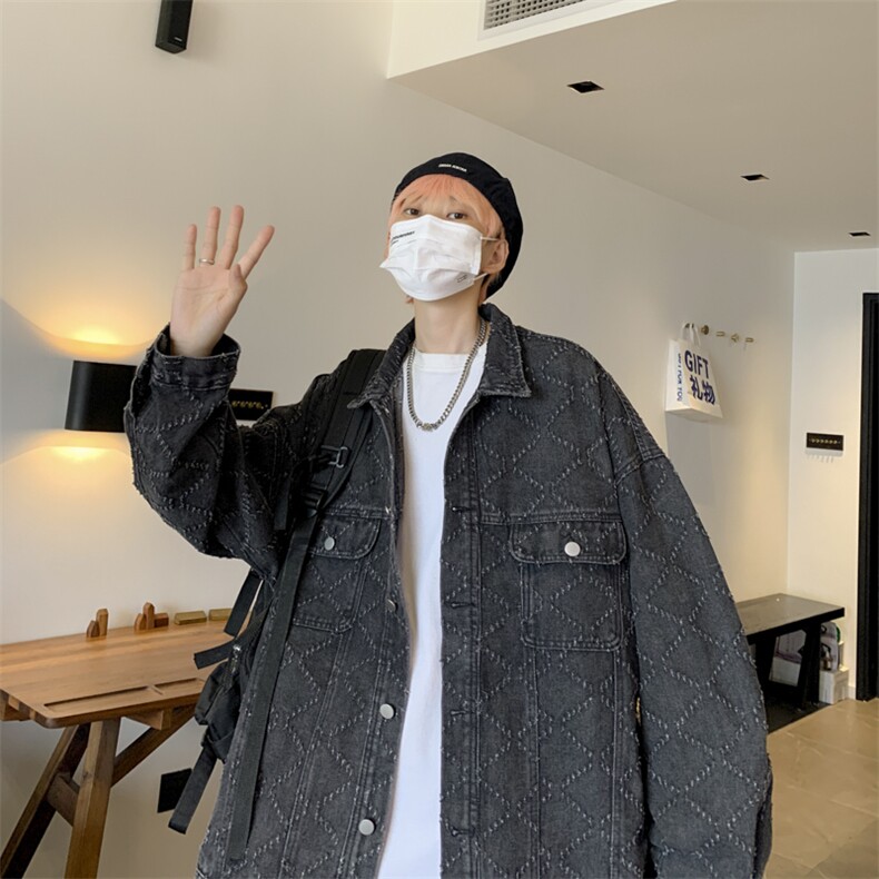 复古牛仔夹克美式oversize外套男宽松秋潮牌情侣装JK02066-P68,男装夹克,星座308B-2