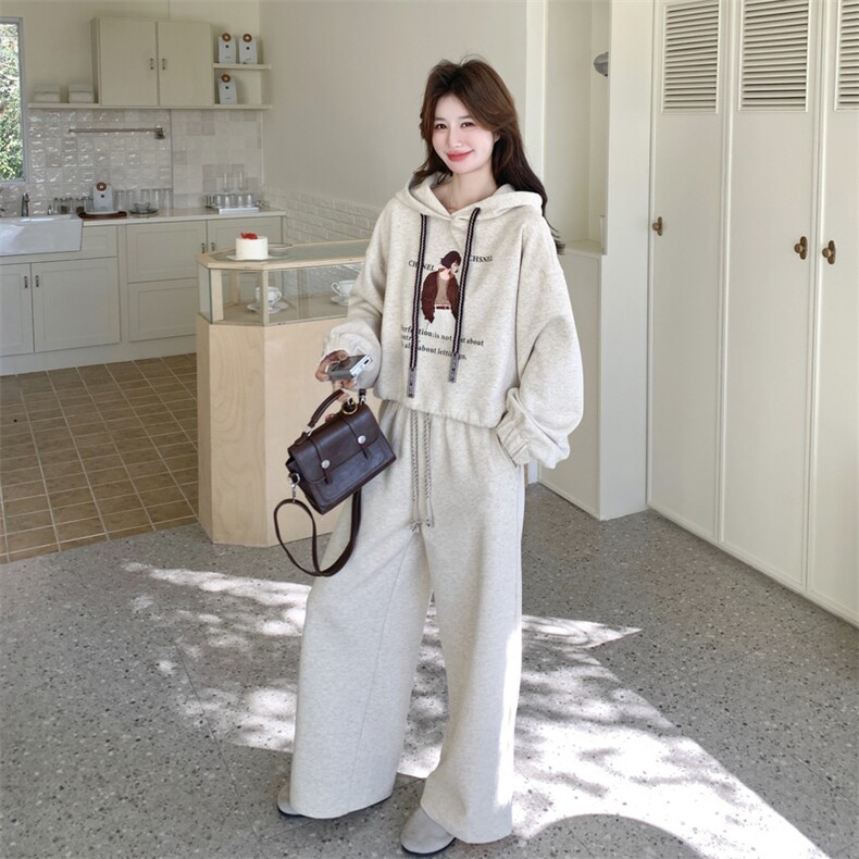 26春新款现-慵懒分盐系撞色卡通连帽卫衣套装2631-P175K288,女装套装/套裙,2B190