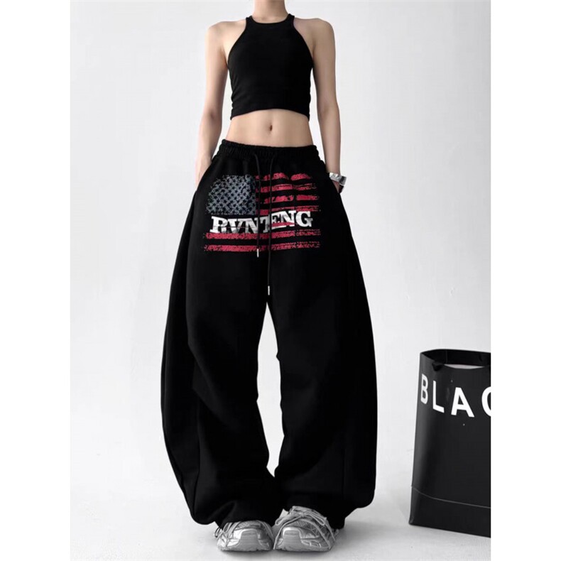 WE1962-P50美式复古字母印花设计感卫裤男女，男装休闲裤，电商B323A