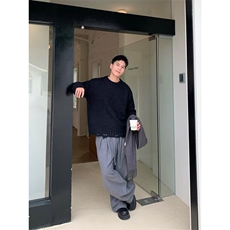 JY444-P46美式复古休闲慵懒风V领针织衫男纯色外套，男装针织衫/毛衣，星座1501-3