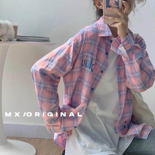 【现货】2021-春-彩色格纹衬衫，女装衬衫，墨写