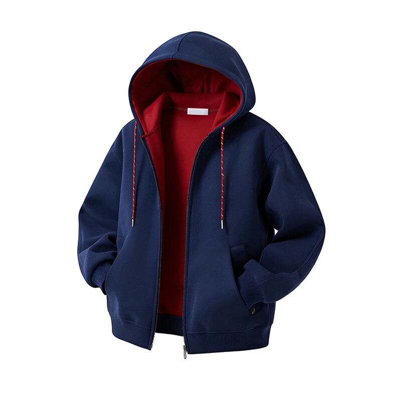 抖音得物二开美式高街重磅结构双层撞色连帽卫衣开衫外套W116，男装卫衣，电商A486