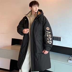 情侣羽绒服男冬季新款港风宽松连帽中长款保暖外套YR906-P175图片
