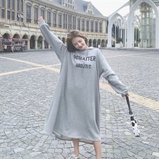 出货中20秋款长款连帽卫衣不规则连衣裙262A-3988-P120-K178，女装卫衣/绒衫，Yologo