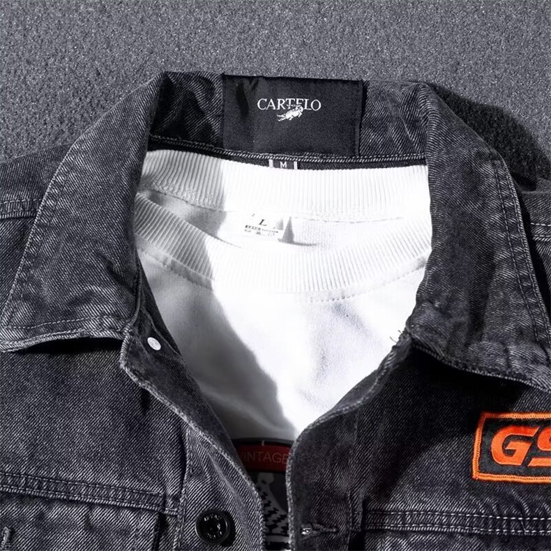 1506A/GG160/P44春秋季烟灰色破洞牛仔外套男士韩版潮流宽松,男装工装外套,星座1506A