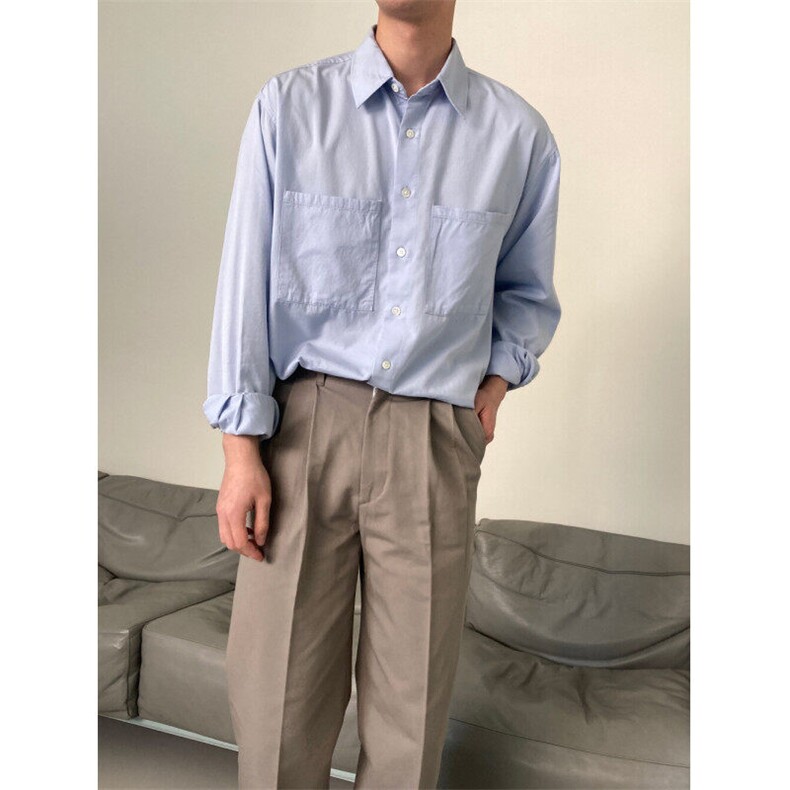 春夏季潮雅痞帅气宽松衬衣休闲外套衬衫男士长袖904P45,男装衬衫,星座710