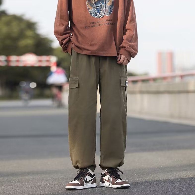 潮复古潮流街头工装裤夏季休闲bf男宽松阔腿束脚裤K3984-P34,男装休闲裤,星座512-2