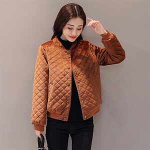 棉衣/棉服 通勤 立领 排扣 2020年冬季 长袖 短款 修身 口袋 纽扣 时尚图片