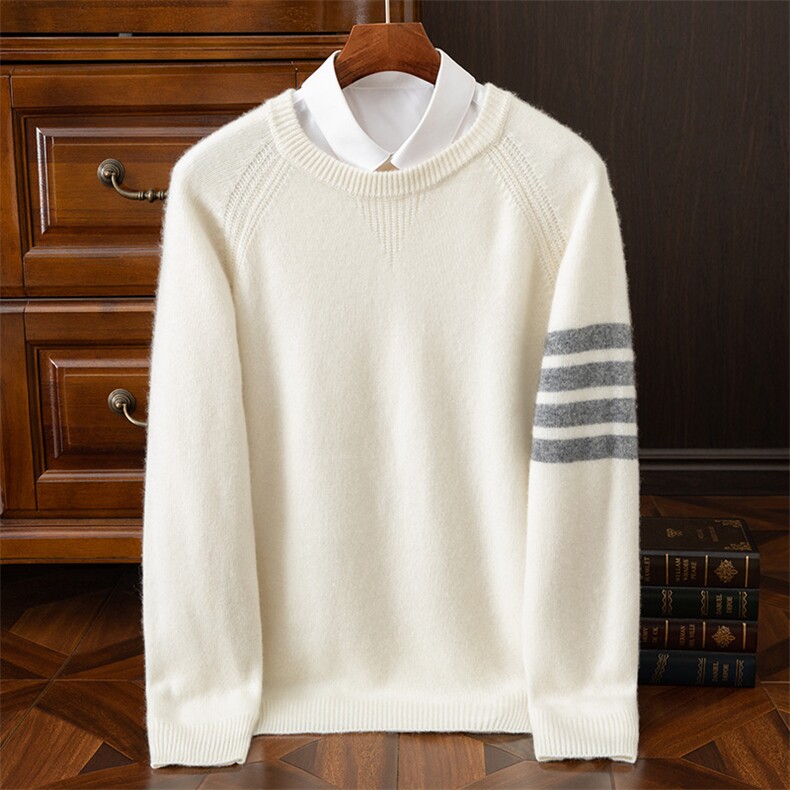 2024年秋季35%羊绒时尚都市休闲圆领长袖男款羊绒衫男装，男装羊绒开衫，狄美羊绒