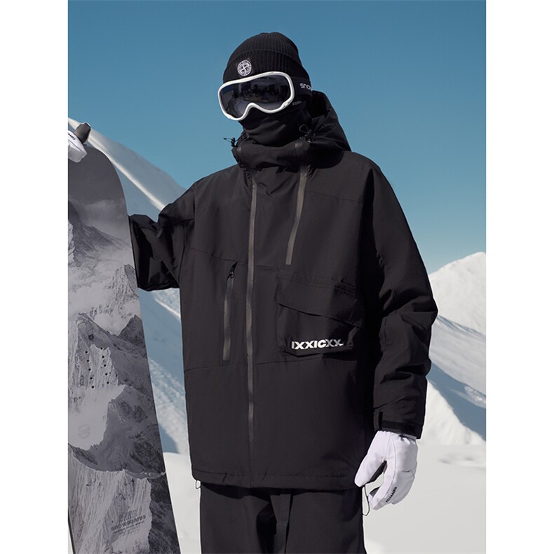 冬季防水防风加棉保暖潮滑雪衣中性连帽抽绳滑雪服外套HF57-P175图片