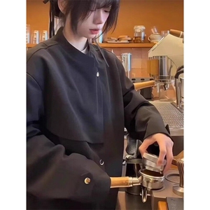 新款男女同款解构活页设计按扣斜门襟不对称新中式抗皱 JXZ281图片
