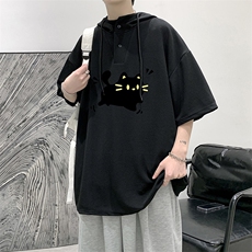 LD54440-P45NASA连帽短袖t恤男大码胖子带帽五分袖中袖，男装T恤，电商A040