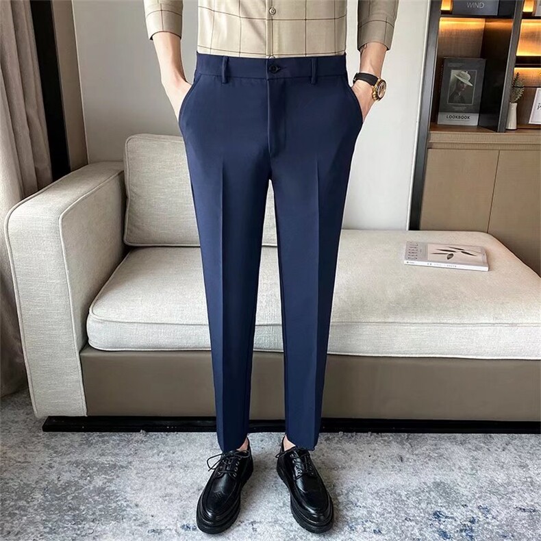 加绒加厚长裤韩版宽松直筒九分西装裤男士免烫修身小脚休闲西裤子,男装西裤,星座1116A-2（原606A-1）