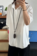 薄款冰丝短袖衬衫男简约纯色垂感休闲痞帅衬衣CS288-P20，男装衬衫，星座301C-5