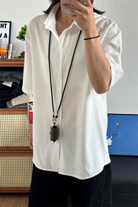薄款冰丝短袖衬衫男简约纯色垂感休闲痞帅衬衣 CS288-P20图片
