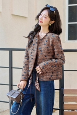 【bao款现货已出】2025秋冬新款咖色亮片重工编织粗花呢小香外套，女装短外套，雅静靓衣