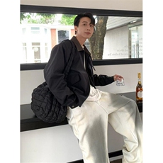 街头痞帅廓形短宽垫肩夹克男春秋季休闲宽松翻领机车外套JW18，男装夹克，星座1116A（原606A-3）