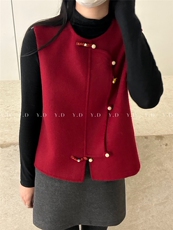 【依嘟】新款新中式盘扣马甲女款红色唐装马甲（含100%澳，女装马甲，依嘟服饰