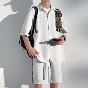 1小熊短袖衬衫男+短裤大码情侣套装92%聚酯纤维8%氨纶TZ77059P70图片