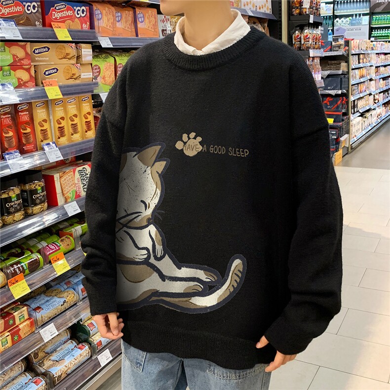 1港风圆领套头中性潮流大码M-5XL印花针织毛衣男7783P55加绒P70,男装针织衫/毛衣,星座226-2