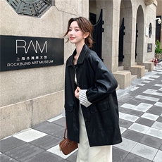 2025新款时髦复古夹克秋季女潮皮衣外套223-1385，女装皮衣，欣美人