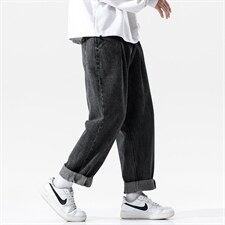 2023秋季新大码无影墙男纽扣美式直筒大裤脚阔腿牛仔裤N8131-P50，男装牛仔裤，电商A082