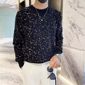 秋冬季保暖重工烫钻满天星星针织线衣男士修身潮流打底衫S596/P64图片