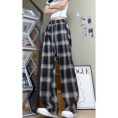 潮流大码中性风美式休闲直筒格子裤拖地裤长裤K8585-P48【特价】，男装休闲裤，电商A007
