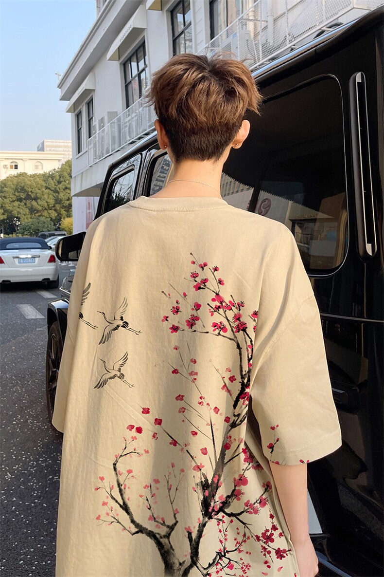 图案已注册夏季新款复古青年短袖T恤男潮宽松半袖体恤衫D157/P25,男装T恤,电商B209