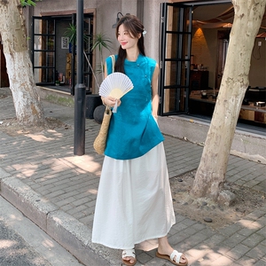 已出大货！新中式改良旗袍上衣+阔腿裤套装 8609-P165-K248图片