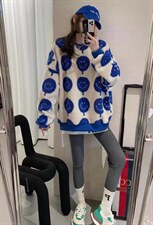 2021新款韩版时尚宽松羊羔毛加绒加厚卫衣，女装卫衣/绒衫，依露奇