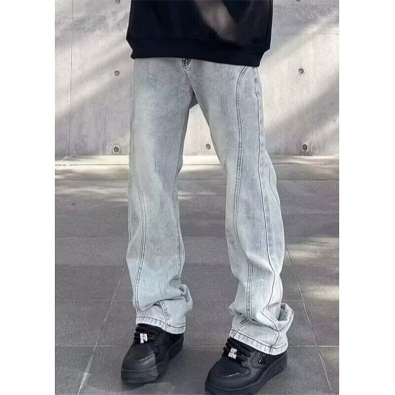 微喇牛仔裤男2025春秋高街小众直筒裤复古百搭休闲长裤子NX285,男装牛仔裤,星座1116A（原606A-3）