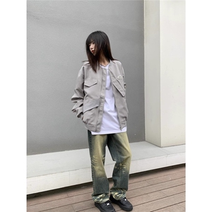 春秋款潮流高街美式飞行服外套宽松百搭工装夹克棒球服图片