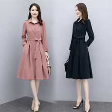 早春季法式连衣裙2025年新款名媛气质减龄显瘦春秋衬衫裙子女装潮，女装连衣裙，魅丽静蓝