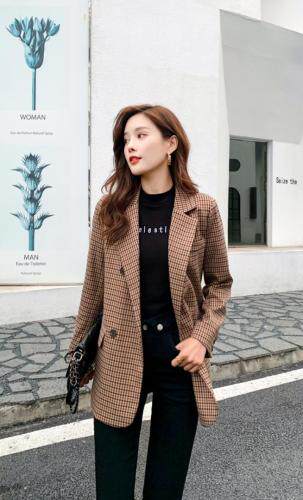 2021春装新款格子西装20296#，女装西装，樱·之秀
