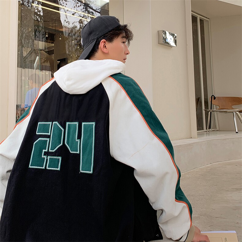 美式潮牌棒球服秋季拼色情侣工装夹克宽松潮流休闲上衣W1390-P62,男装夹克,星座512-4