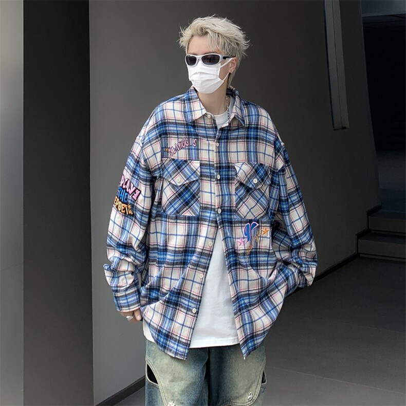 长袖衬衫男士工装外套潮流宽松休闲衬衣男秋装休闲港风CS010-P43,男装衬衫,星座308B-1