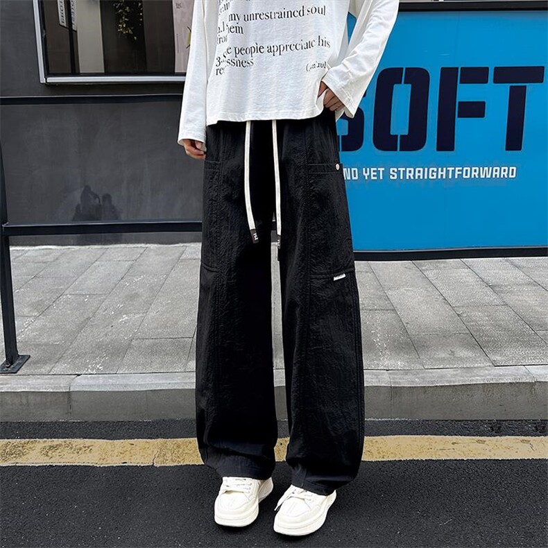 新款防泼水痞帅直筒拼接大口袋宽松工装休闲裤男K24071-特P45控98,男装工装外套,电商A001