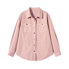 2026早春新款樱花粉工装衬衫女宽松显瘦长袖休闲衬衣温柔风韩版，女装衬衫，艾米