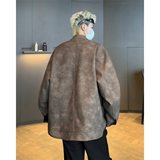 2024新款做旧机车皮衣外套潮流立领pu皮夹克男生现货W8361-P74，男装夹克，星座512-4