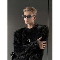 1506-1/MM021/P56氛围感慵懒仿水貂毛针织毛衣男廓形纯色软糯上衣，男装针织衫/毛衣，星座1506-1